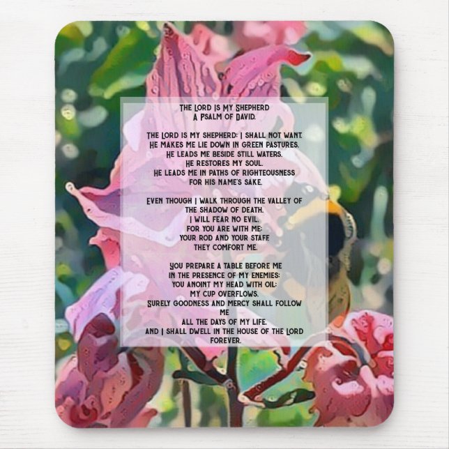  a bee in a garden with Psalm 23 Mouse Mat (Front)