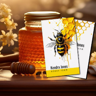 A Bee Minimalistic yellow Honey Splash  Business Card