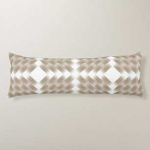 a beige and white chequered pattern on a white body cushion
