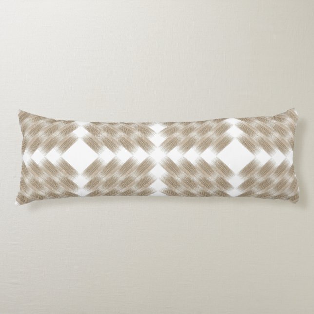a beige and white chequered pattern on a white body cushion (Front)