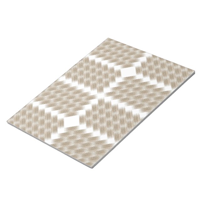 a beige and white chequered pattern on a white notepad (Angled)