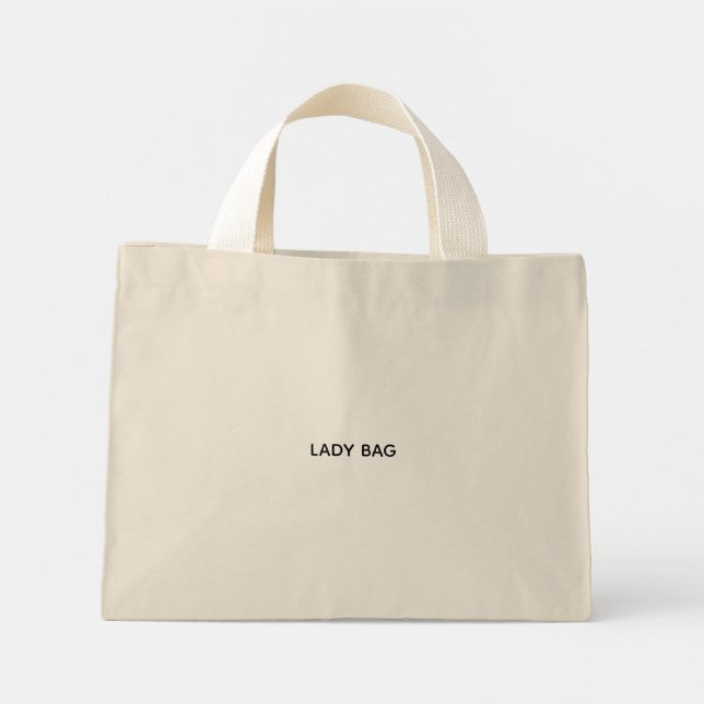 A beige tote bag with white handles  (Back)
