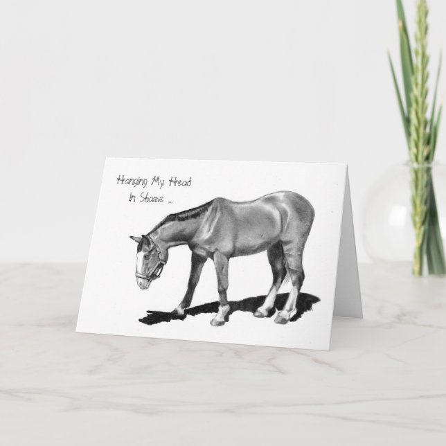 A Belated Thank You: Horse, Hanging Head in Shame Thank You Card (Front)