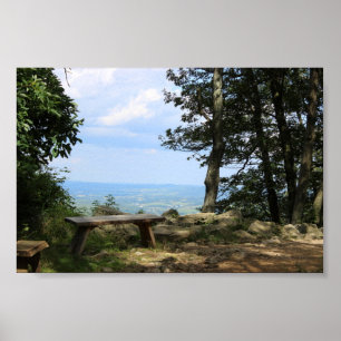A Bench with a View of Hawk Mountain Poster
