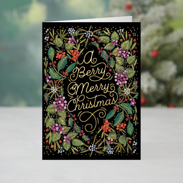 A Berry Merry Christmas Foil Holiday Card (Holiday In Situ)