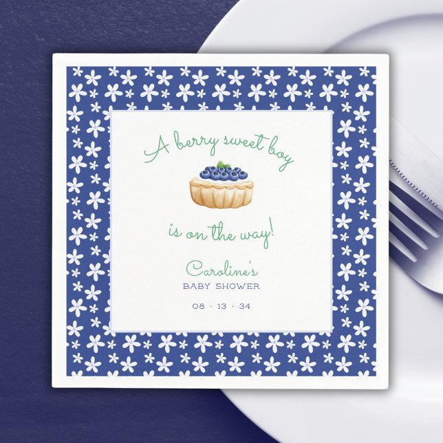 A Berry Sweet Baby Boy Shower Blueberry  Napkin (Creator Uploaded)