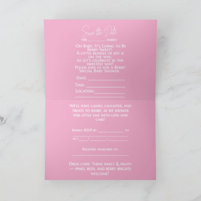 A BERRY SWEET BABY IS ON THE WAY INVITATION (Inside)