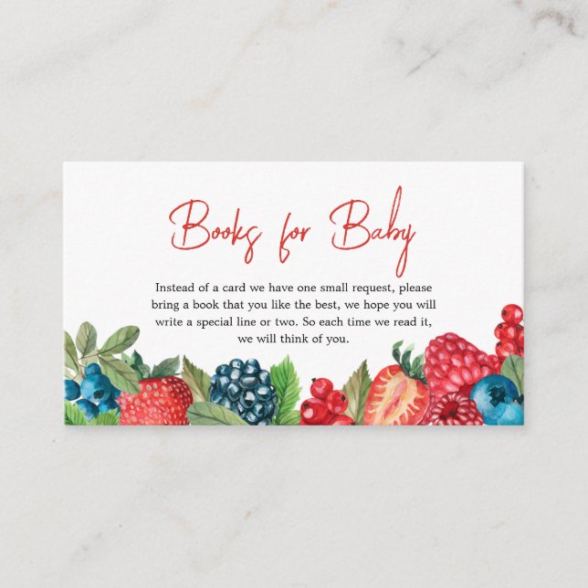 A Berry Sweet Baby Shower Books for Baby Enclosure Card (Front)