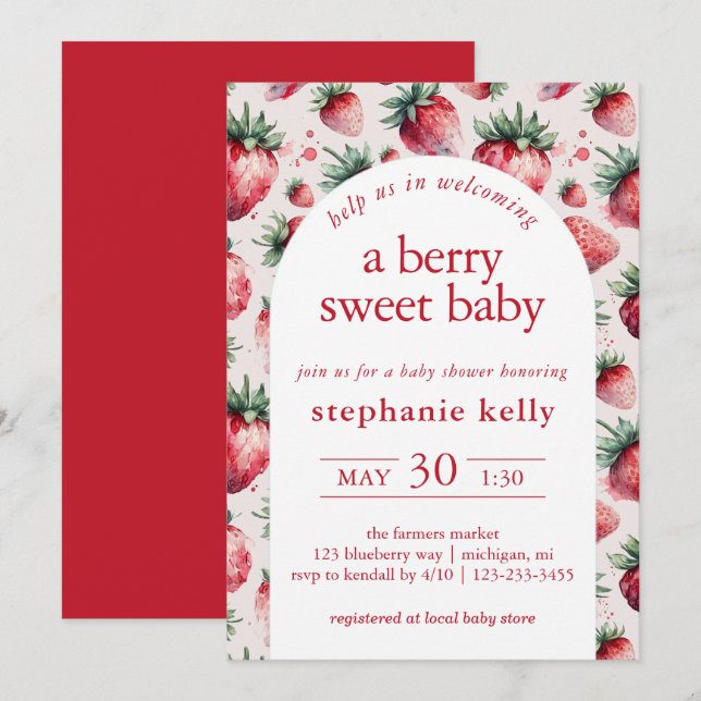 A Berry Sweet Baby Shower Invitation (Front/Back)