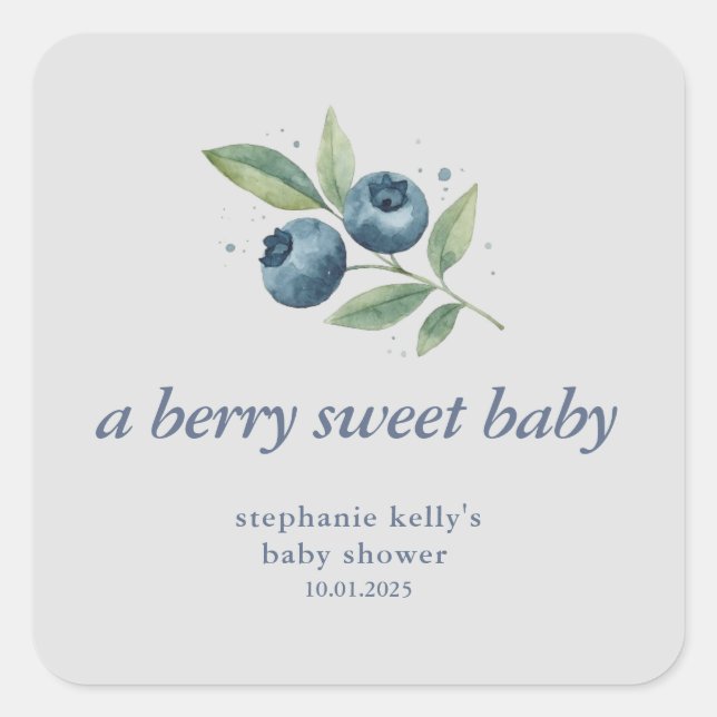 A Berry Sweet Baby Shower Square Sticker (Front)