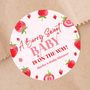 A Berry Sweet Baby Strawberry Baby Shower Classic Round Sticker