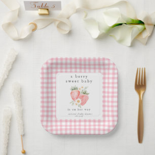 A Berry Sweet Baby Strawberry Baby Shower  Paper Plate