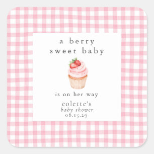 A Berry Sweet Baby Strawberry Baby Shower  Square Sticker
