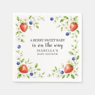 A Berry Sweet Baby Strawberry Blueberry Paper Napkin