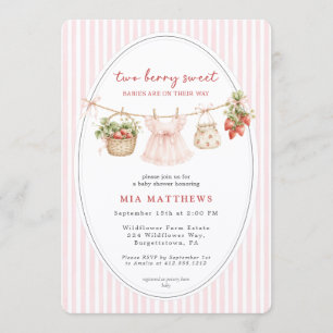 A Berry Sweet Baby Twins Baby Shower Invitation