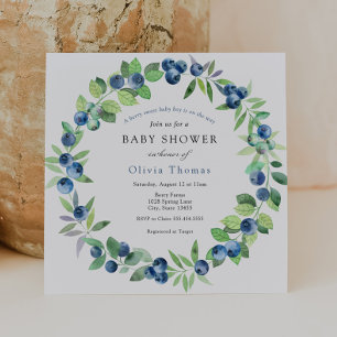 A Berry Sweet Blueberry Baby Shower Invitation