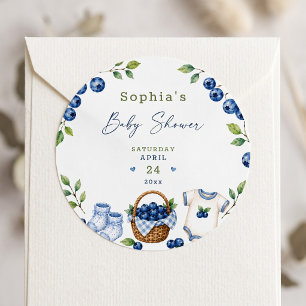 A Berry Sweet Blueberry Cute Blue Watercolor Classic Round Sticker