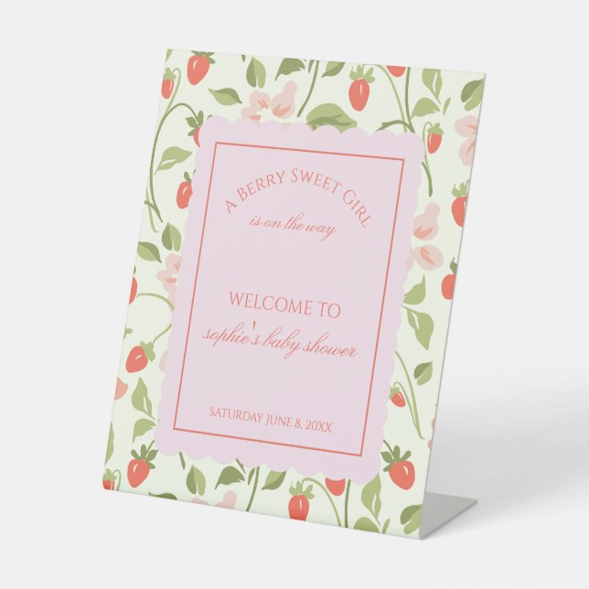 A berry sweet girl is on the way welcome  pedestal sign (Front)