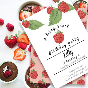 a berry sweet raspberry birthday Invitation