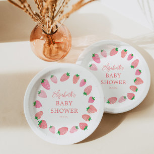 A Berry Sweet Strawberry Baby Shower Paper Plate