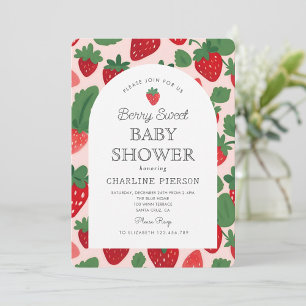 A Berry Sweet Strawberry Pink  Baby Shower   Invitation
