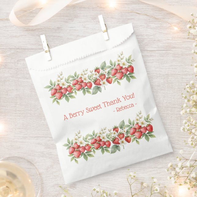A Berry Sweet Thank You Strawberries Blossom Favour Bags (Clipped)