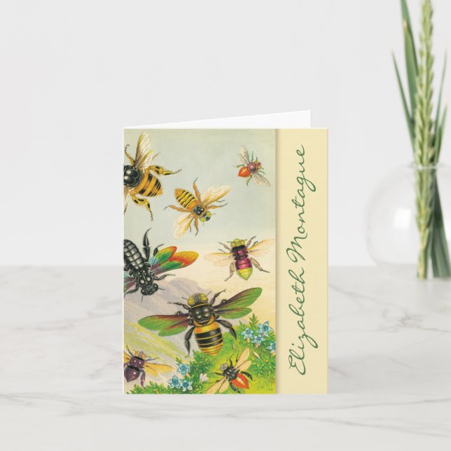 A Bevy of Bees Personalised Note Cards (Front)