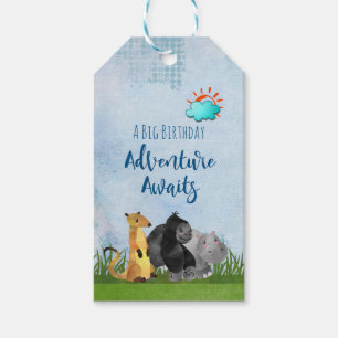A Big Birthday Adventure Awaits Whimsical Animals Gift Tags