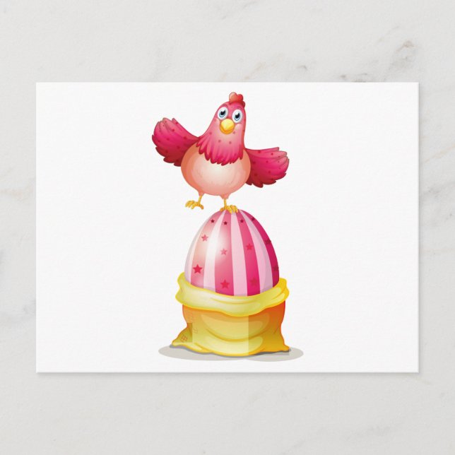 A big Easter egg and a hen Holiday Postcard (Front)