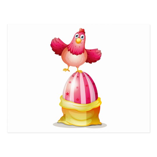 A big Easter egg and a hen Postcard