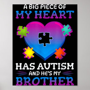 A Big Ece Of My Heart Has Autism My Brother Gift Poster