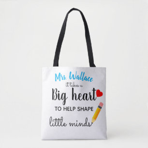 a big heart to teach little minds teacher fashion tote bag