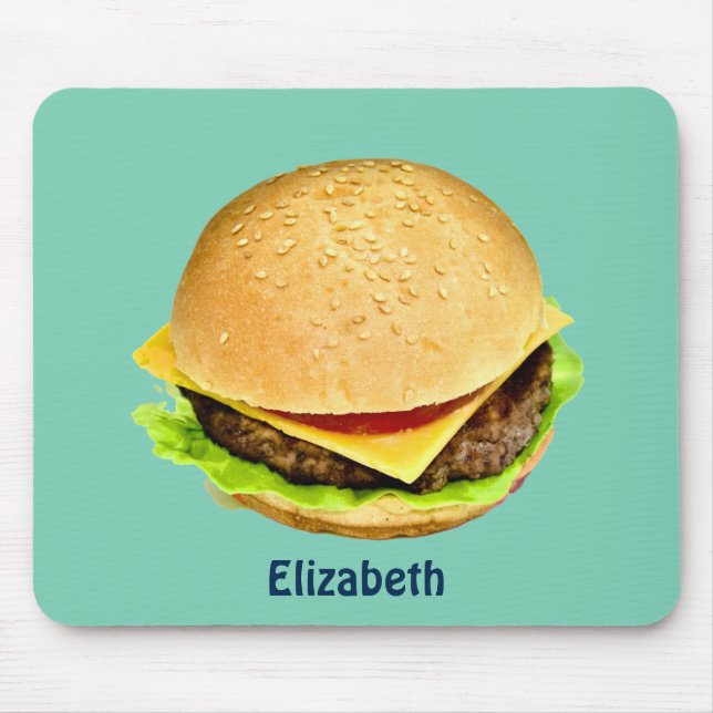 A Big Juicy Cheeseburger Photo Personalised Mouse Mat (Front)