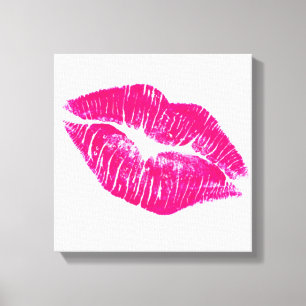 A Big Kiss Pink Lips Modern Canvas Wall Art
