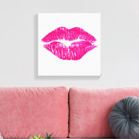 A Big Kiss Pink Lips Modern Wall Art Version 2
