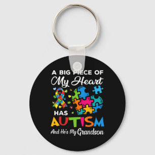 A Big Piece Of My Heart Has Autism And He's My Gra Key Ring