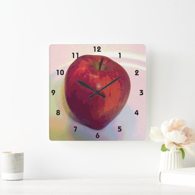 A Big Red Apple Square Wall Clock (Home)