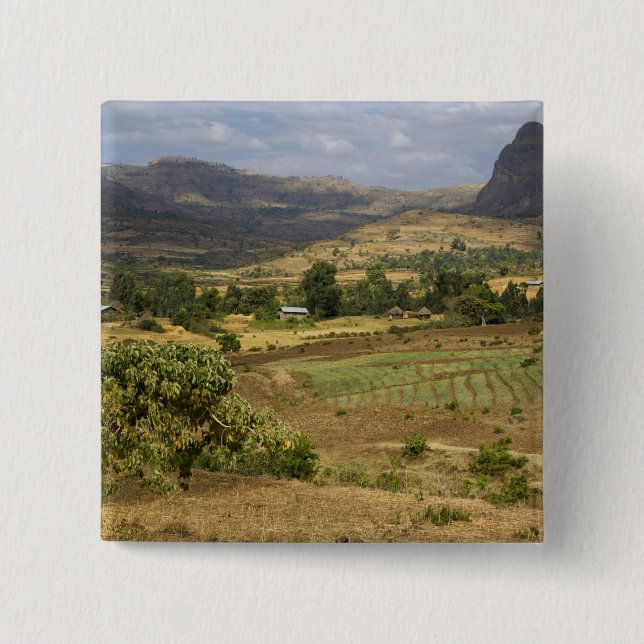 A big scenic view of a big rock mountain 15 cm square badge (Front)