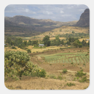 A big scenic view of a big rock mountain square sticker