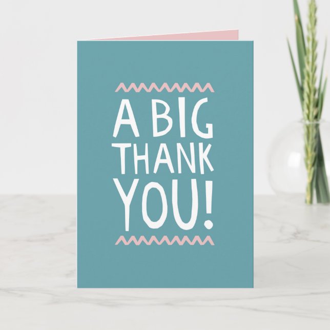 A big thank you card trendy typographic pastel (Front)
