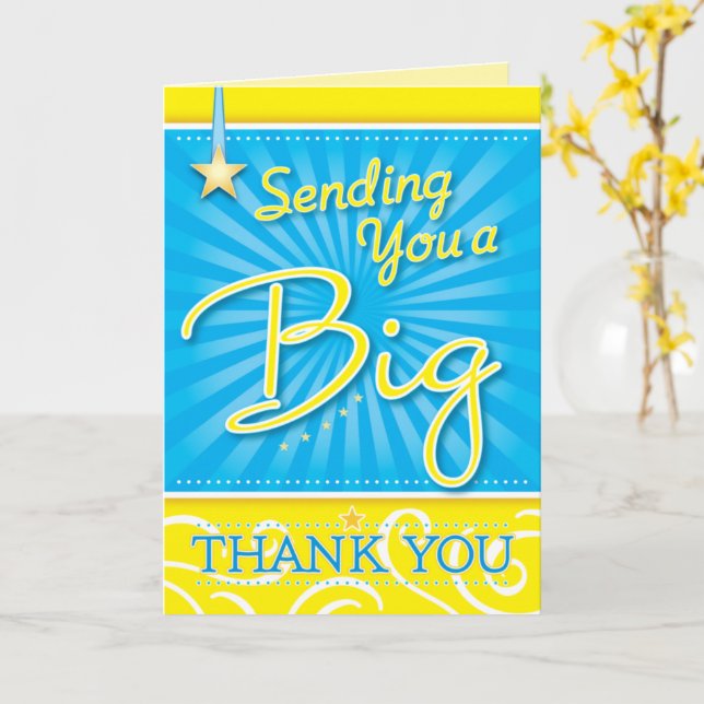 A Big Thank You in Cheerful Blue with Yellow Stars Card (Yellow Flower)
