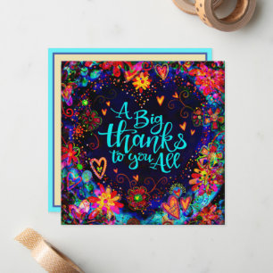 A Big Thanks to You All Floral Heart Modern  Card