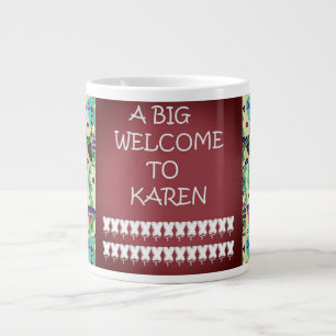A big welcome Karen Abstract art words Large Coffee Mug