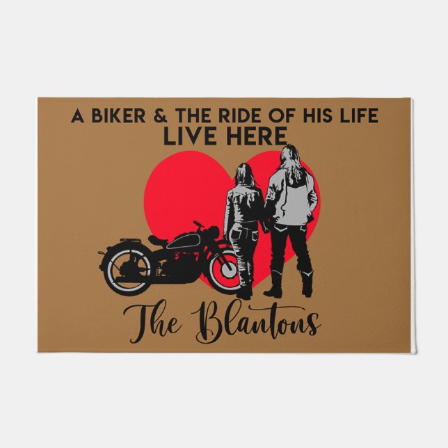 A Biker And The Ride Of His Life Live Here Doormat (Front)