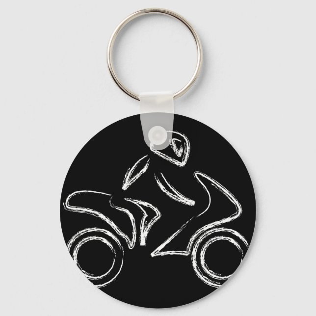 A biker on a motorbike key ring (Front)