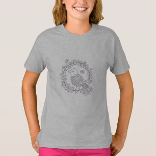 A bird among the rings of flowers-mark T-Shirt