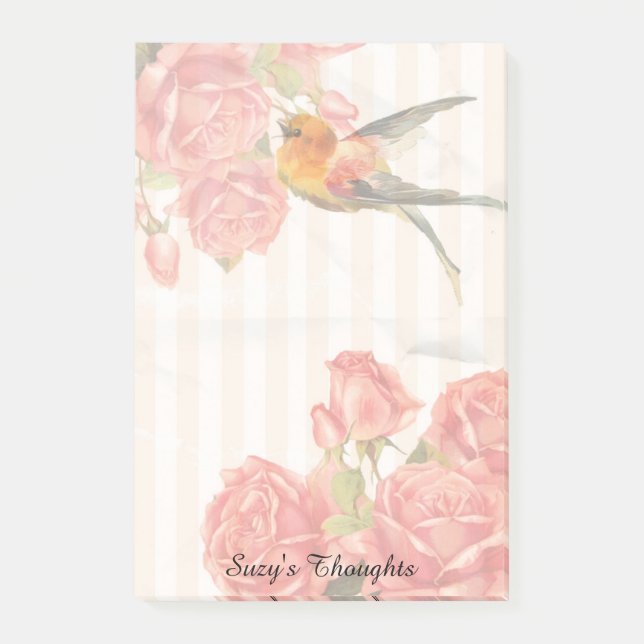 A Bird Among The Roses Post-it® Notes 4 x 6 (Front)