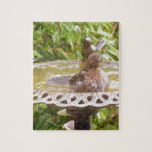 A Bird In The Bath Jigsaw Puzzle