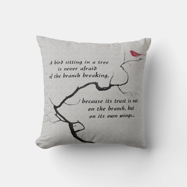 A Bird Sitting in a Tree Cushion (Front)
