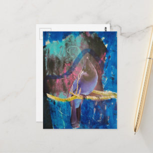 A Bird That is Blue Mixed Media Collage Postcard